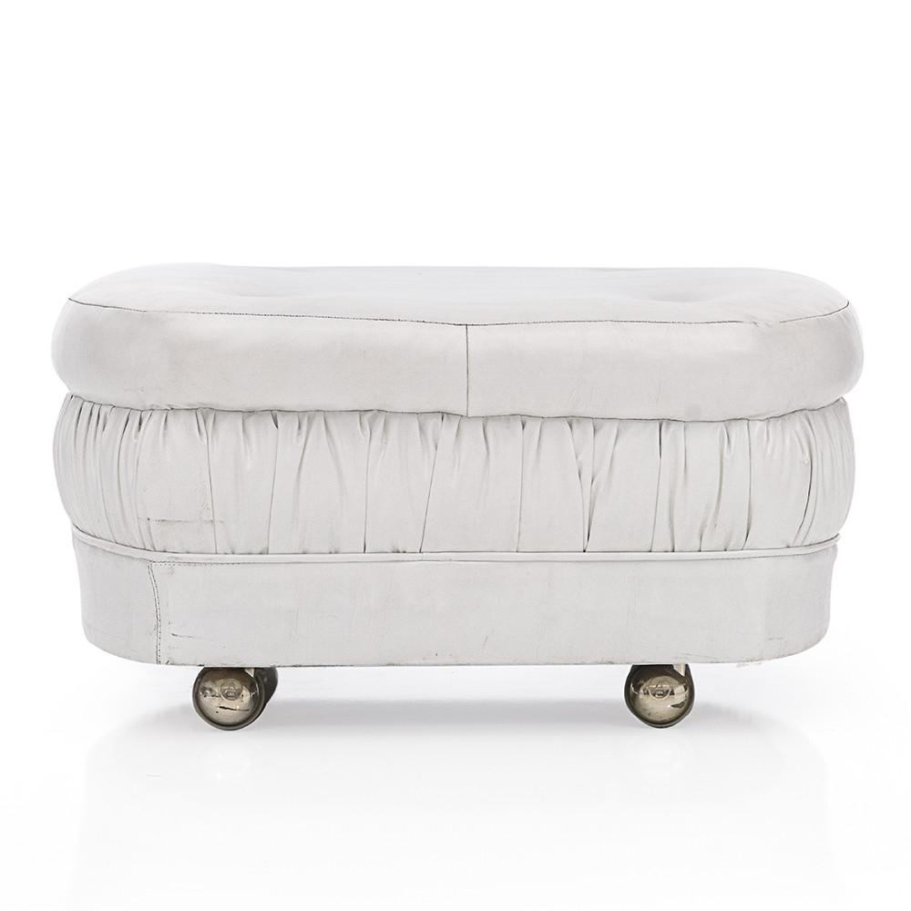 White WAH Vinyl Ottoman