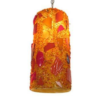 Resin Cylinder Hanging Pendant - Gold & Red