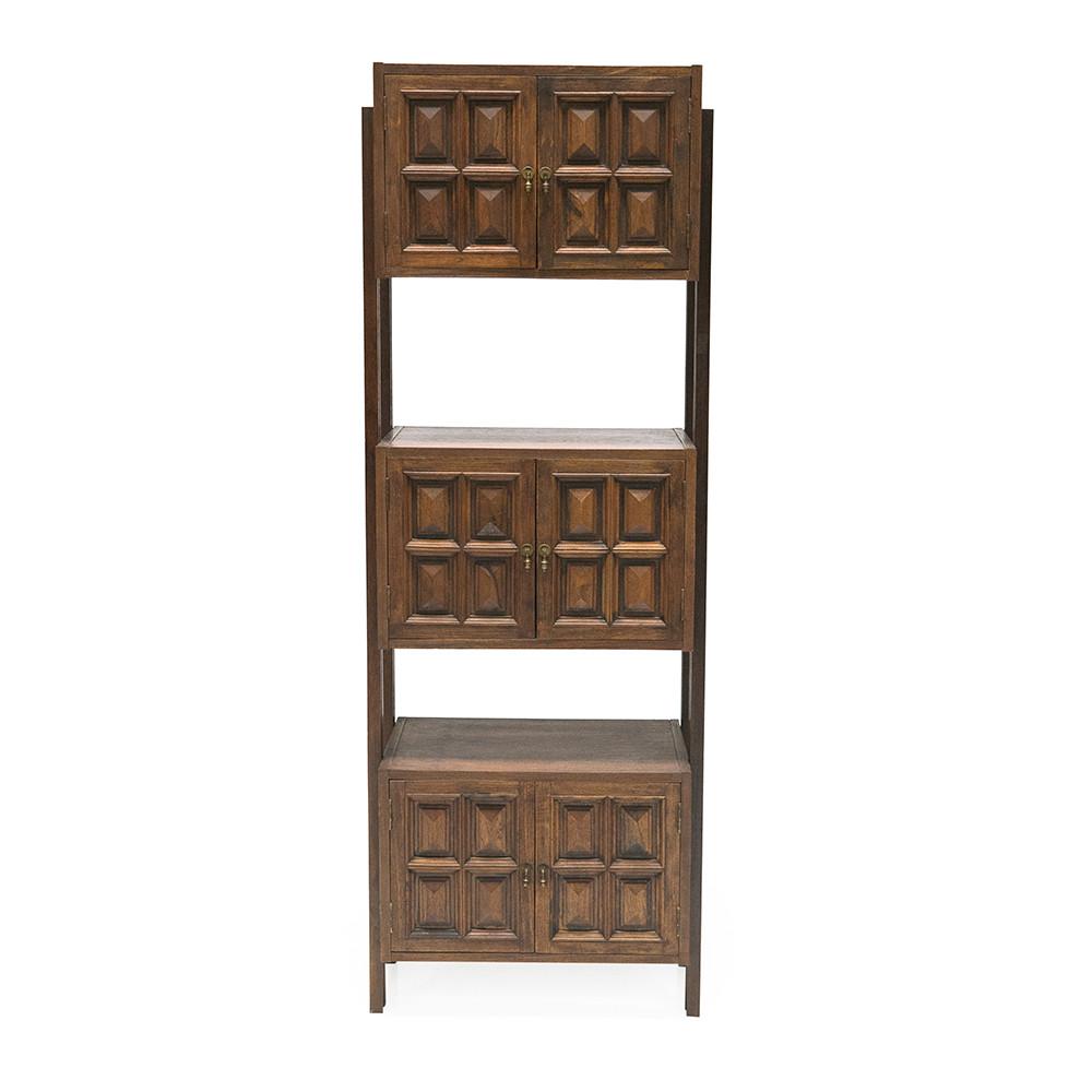 Dark Wood Block Cabinet 2 pc Shelf Unit