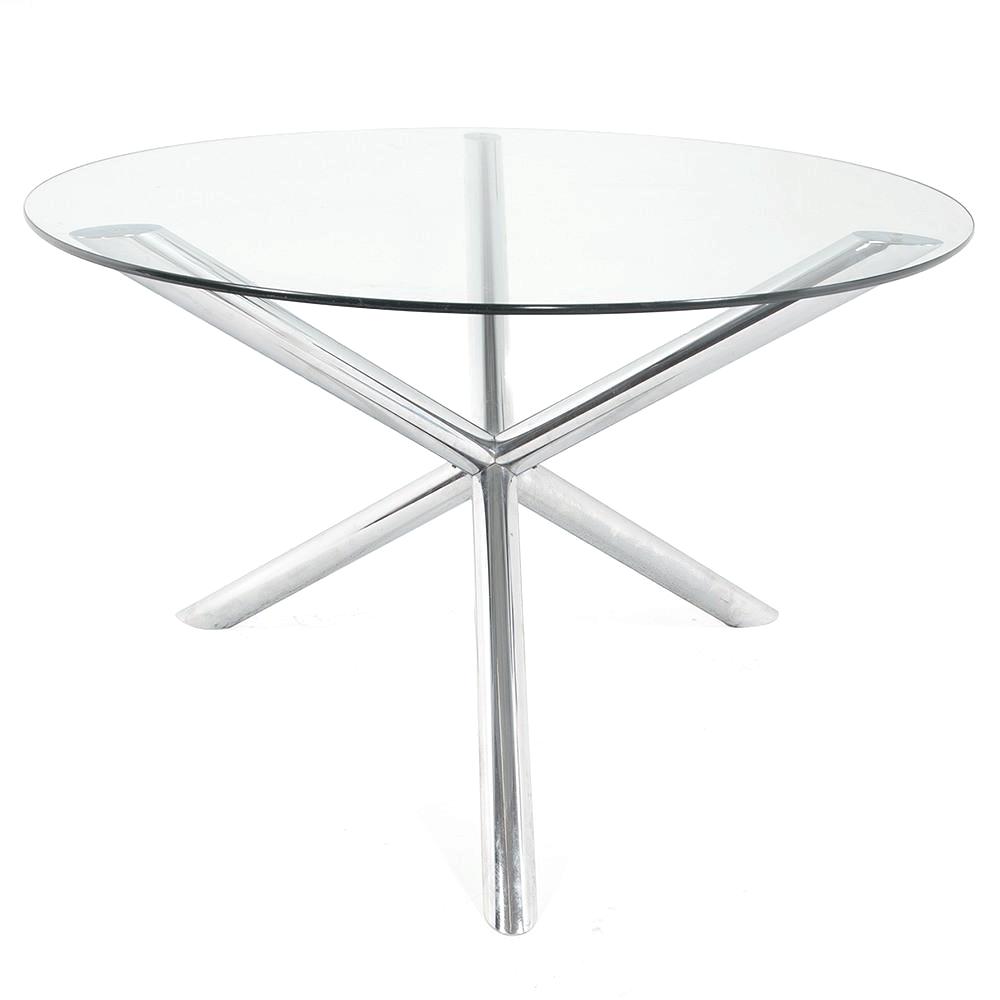 Three Leg Chrome Tube Dining Table