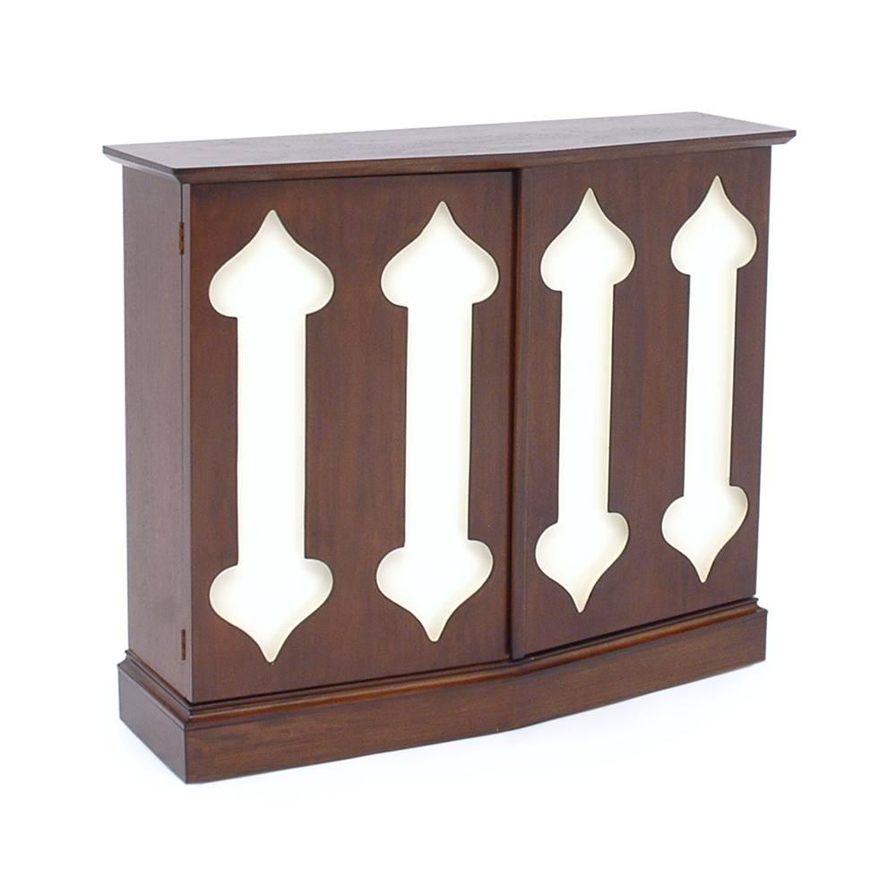 Small Walnut + White Spade Pattern Side Cabinet
