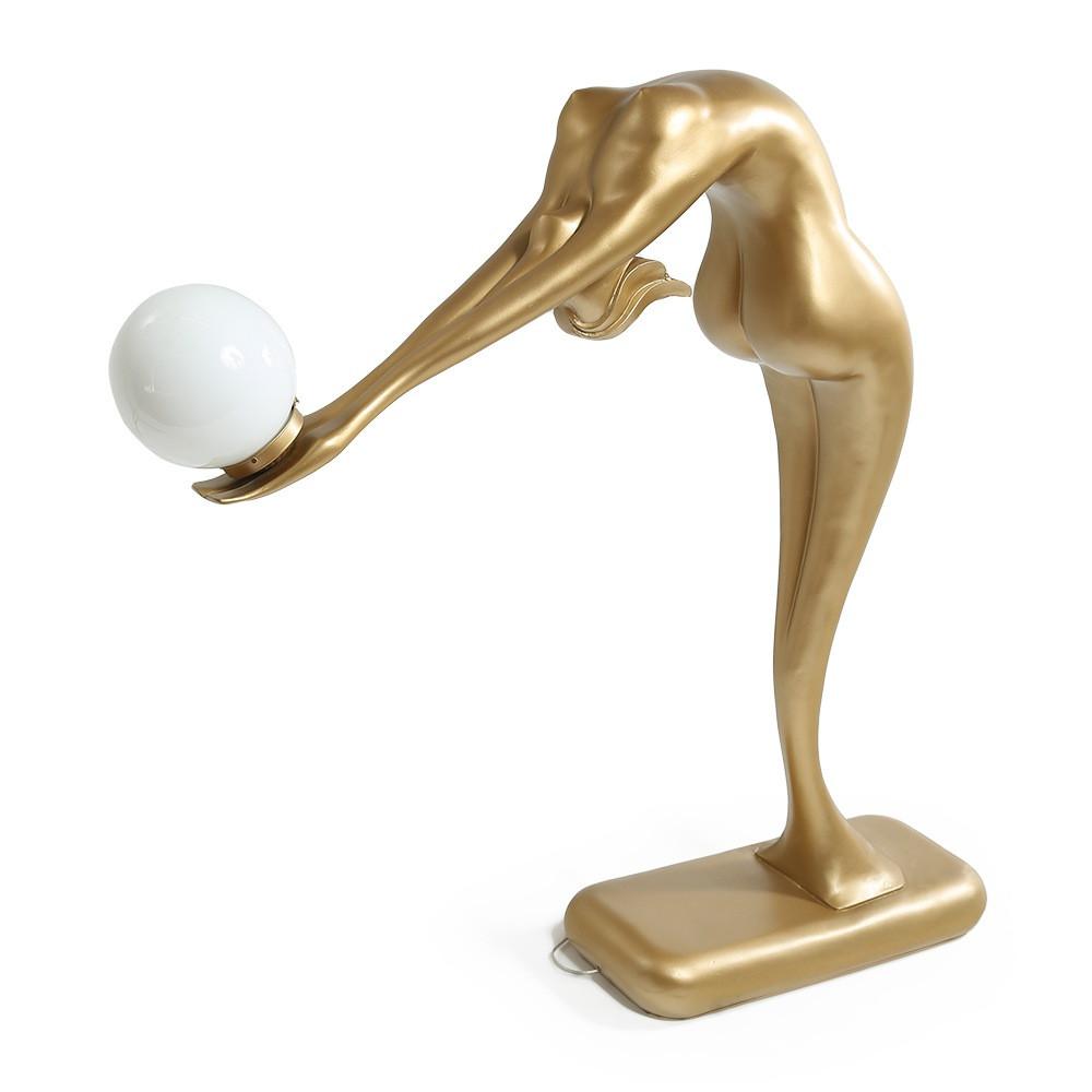 Gold Woman Arching Floor Lamp