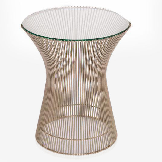 Chrome & Glass Top Platner Side Table