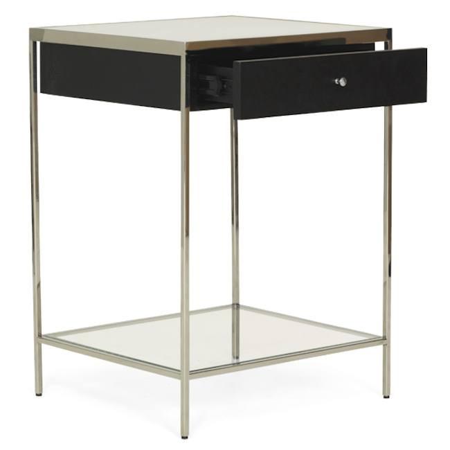 Thin Chrome and Black Side Table