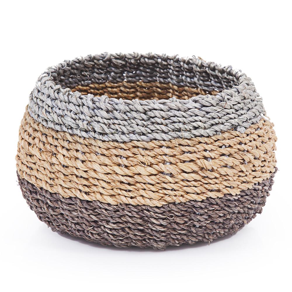 Grey Stripe Wicker Basket (A+D)