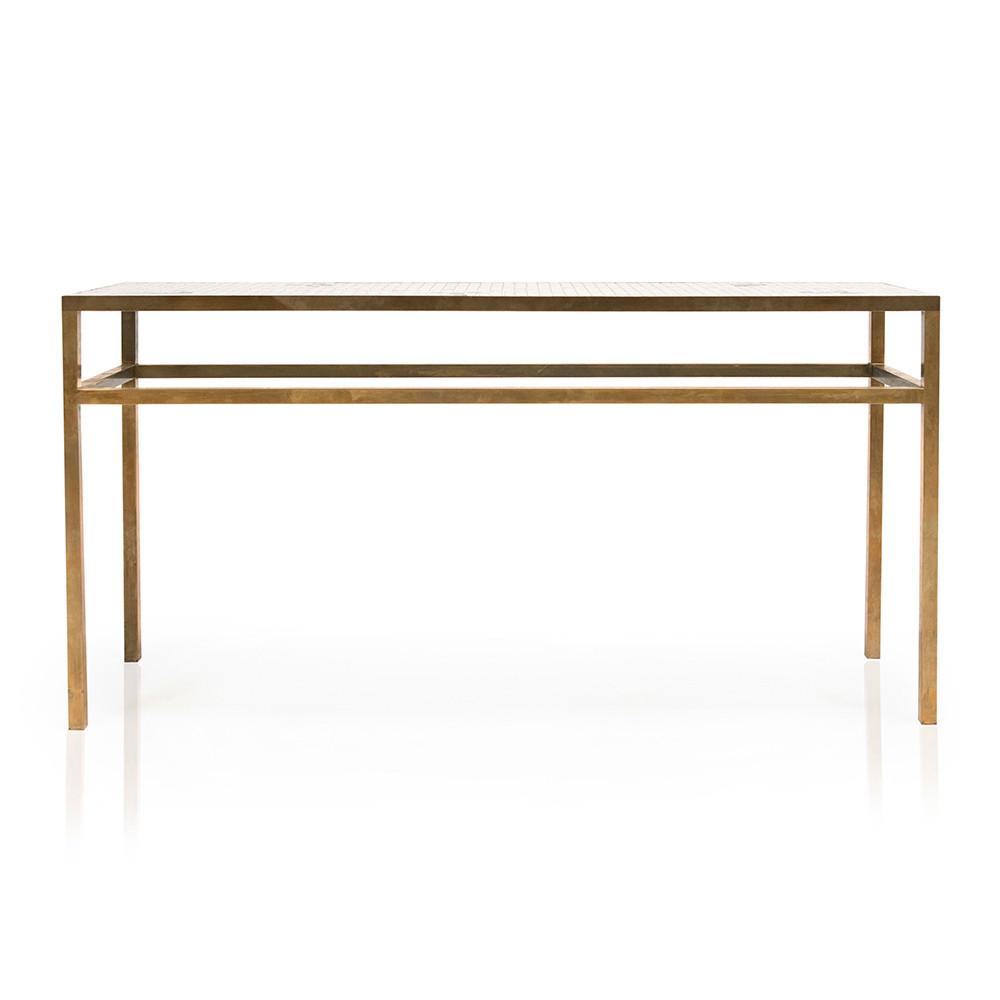 White Tile and Brass Console