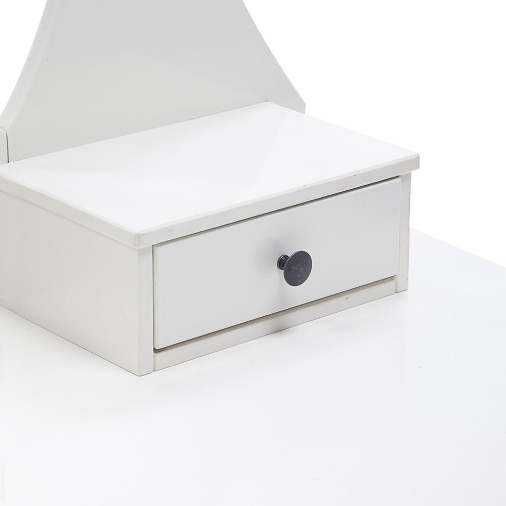 Contemporary White Oval Mirror Vanity and Matching Stool
