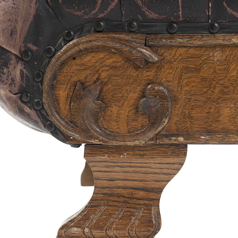Victorian Distressed Brown Leather Chaise