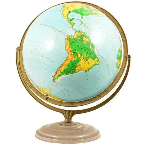 Blue Globe in Bronze Traditional Circular Holder
