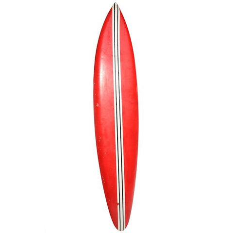 Red Surfboard with Black and White Stripes