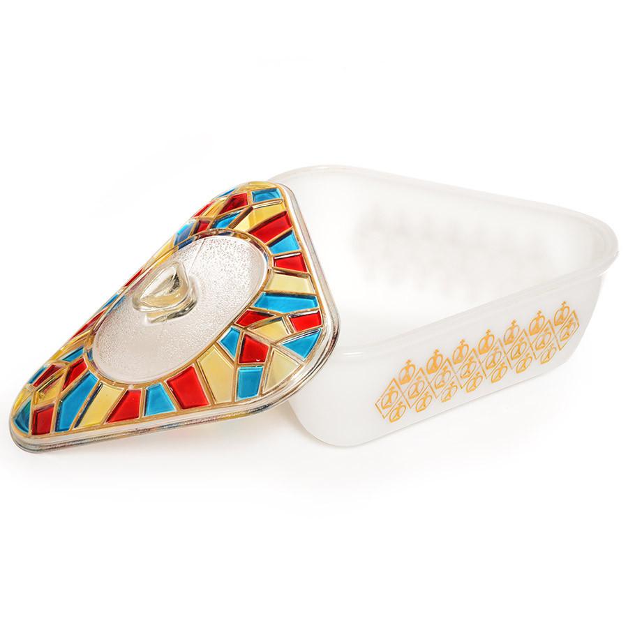 Triangle Casserole Dish w Stained Glass Lid
