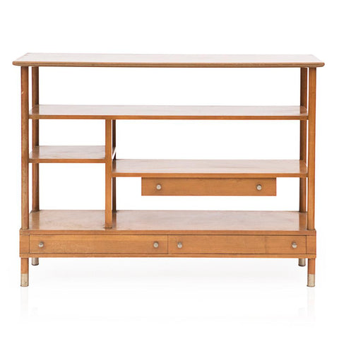 Natural Wood Vintage Shelf Unit Console