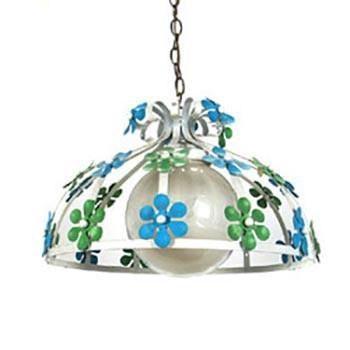 White Flowers Hanging Pendant - Green & Blue
