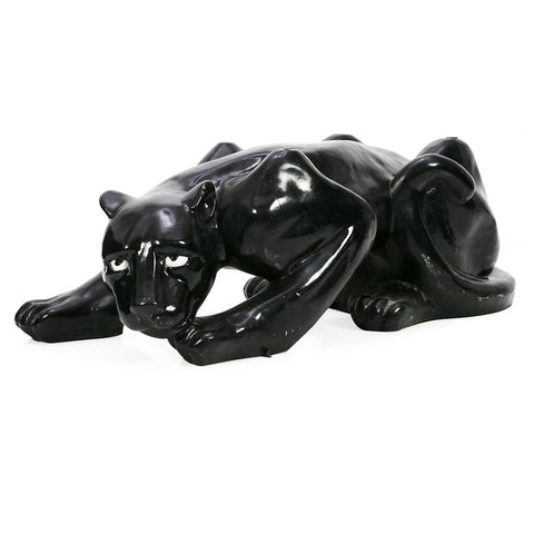 Crouched Black Panther Sculpture