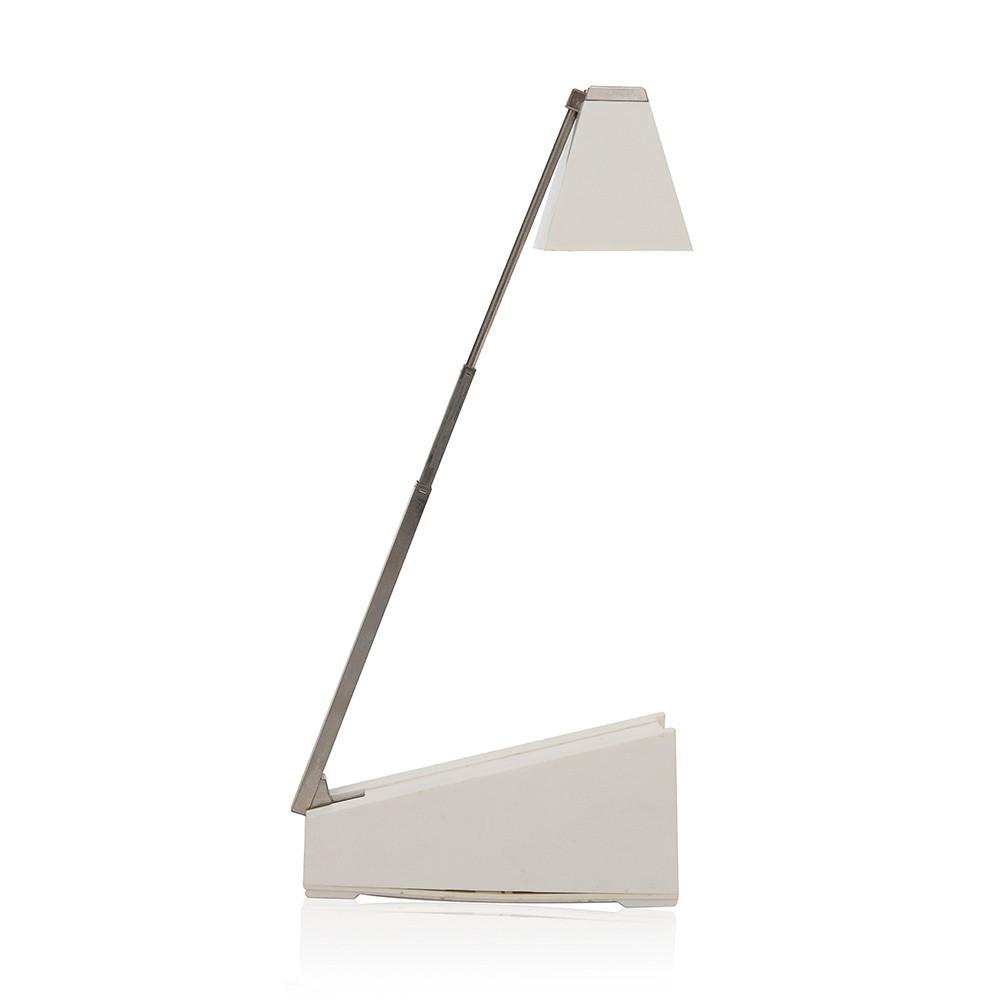 White and Silver Telescoping Desk Lamp