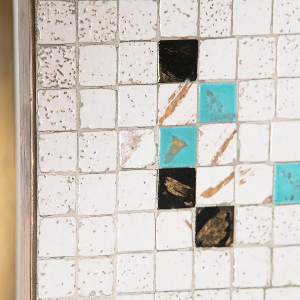 White Tile and Brass Console