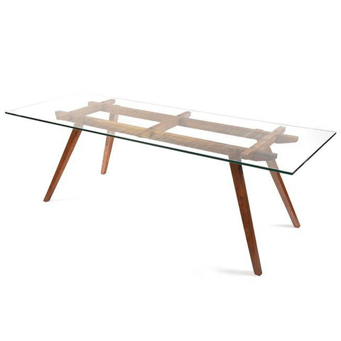 Walnut Base with Glass Top Table