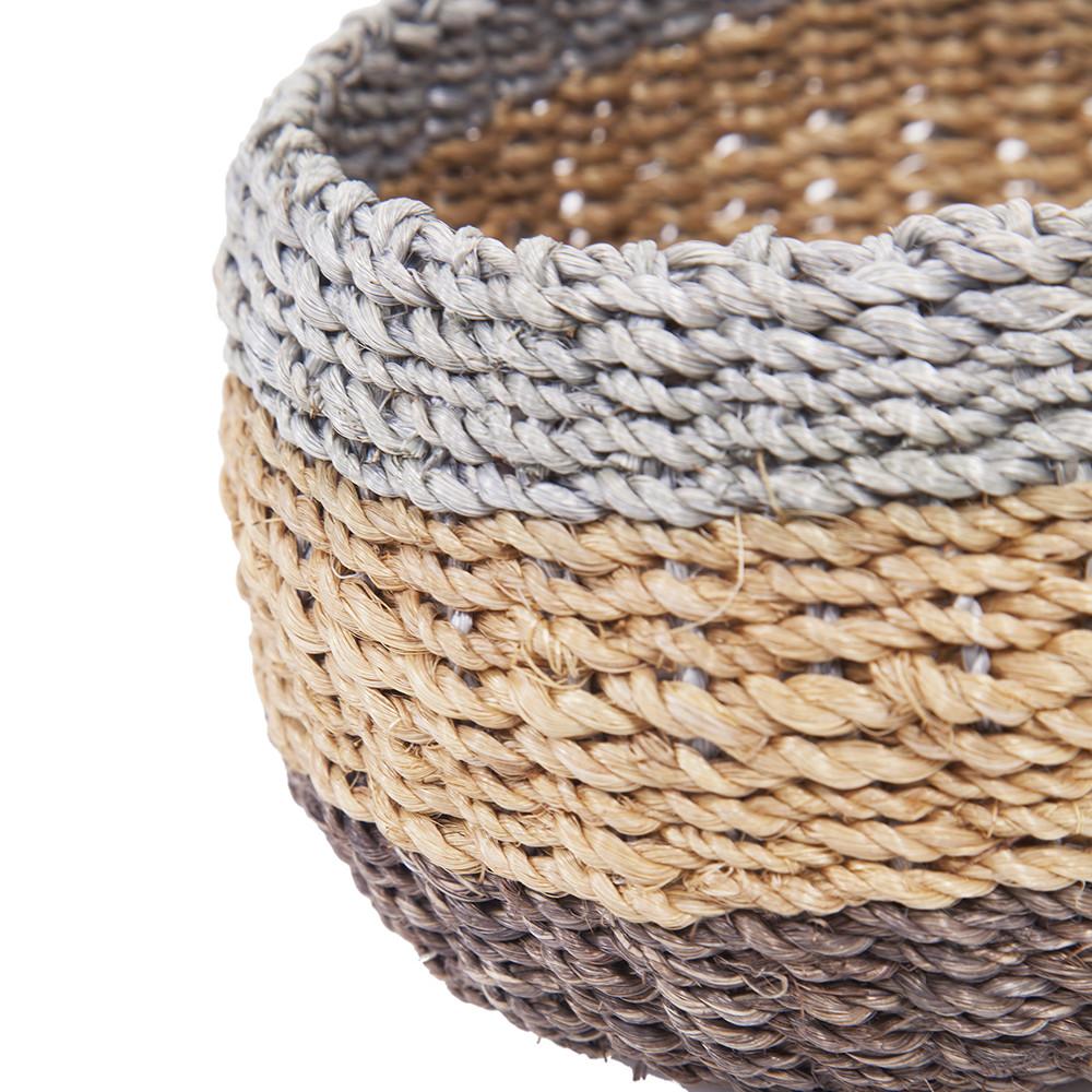 Grey Stripe Wicker Basket (A+D)