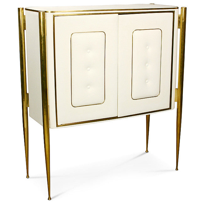 White/Brass Two Door Cabinet
