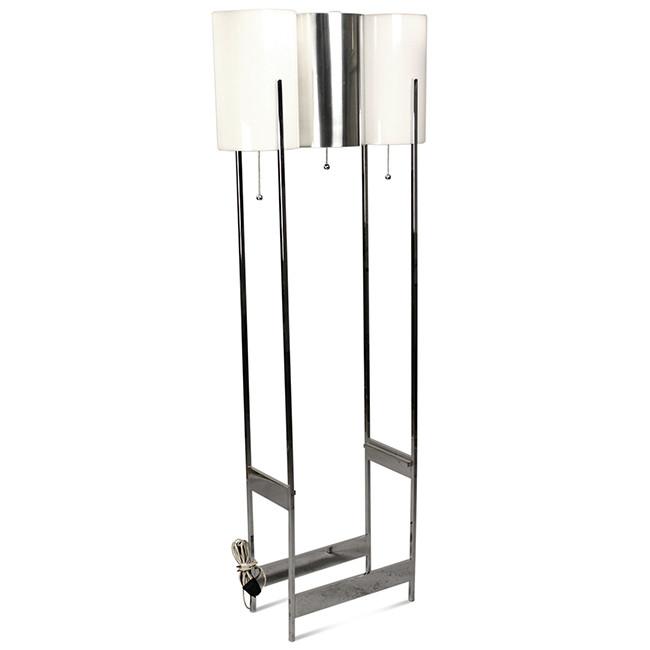 Chrome and White Acrylic Cylinder Shades Floor Lamp