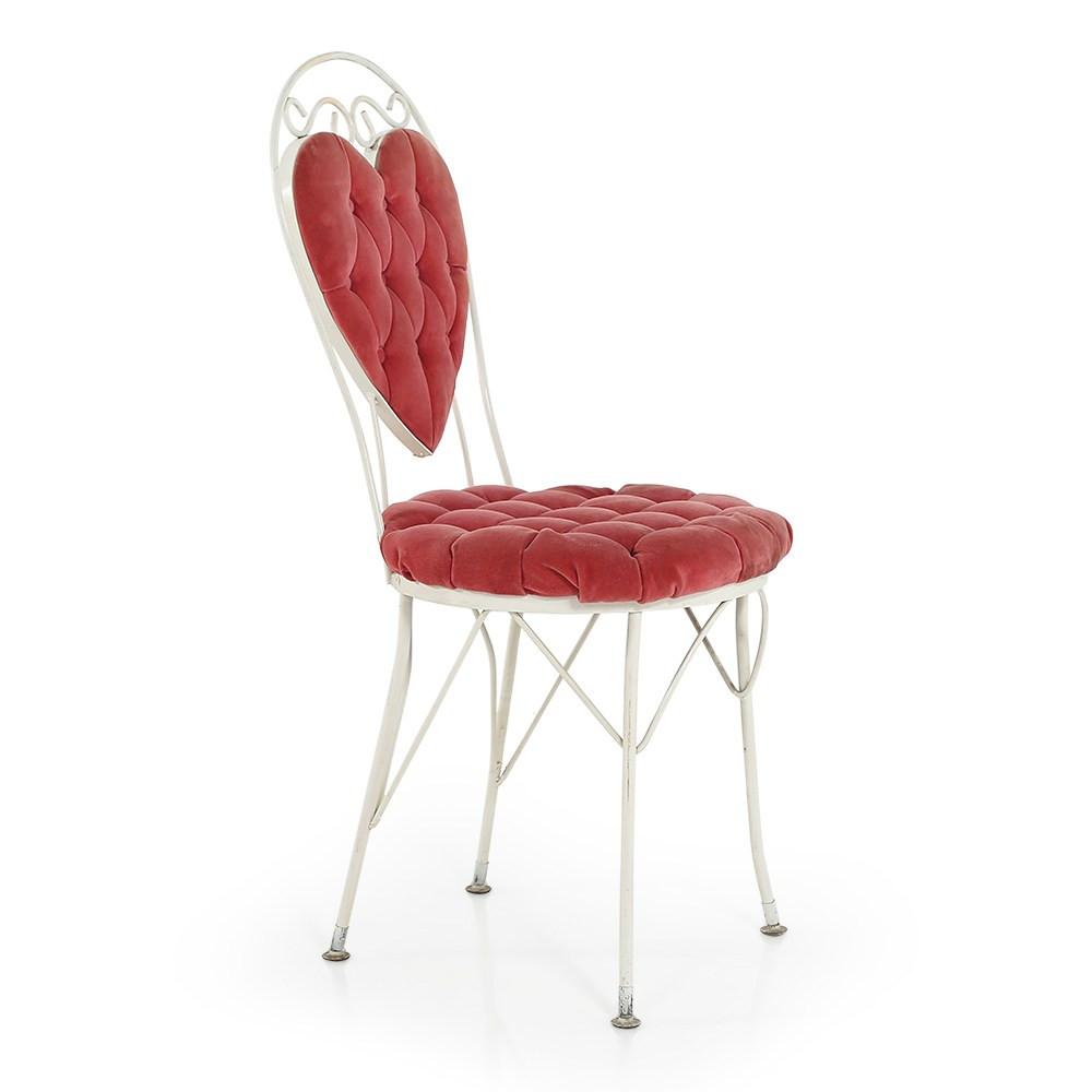 Red Velvet Heart Side Chair