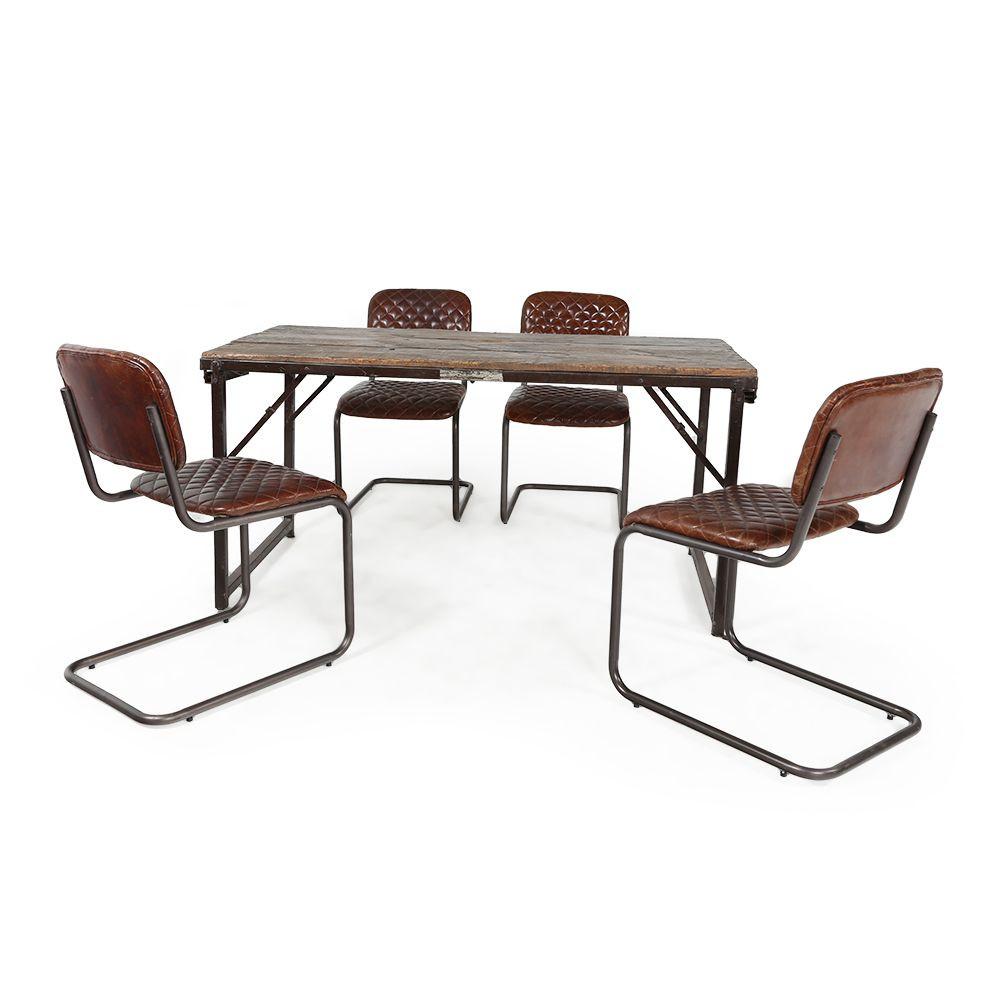 Quilted Brown Leather Dining Chair