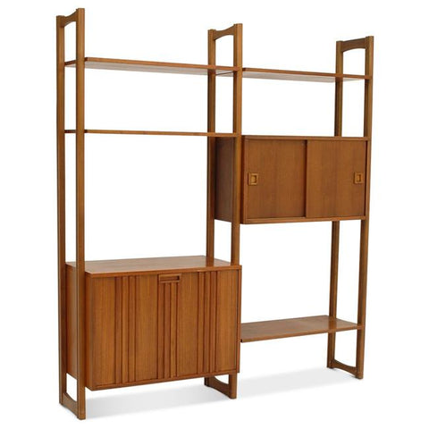 Mid Century 2 Panel Bookcase Shelf Unit