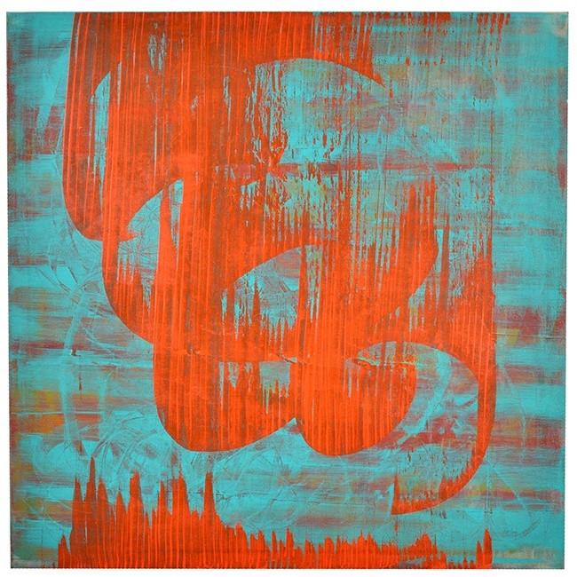 0682 (A+D) Red Shapes on Turquoise