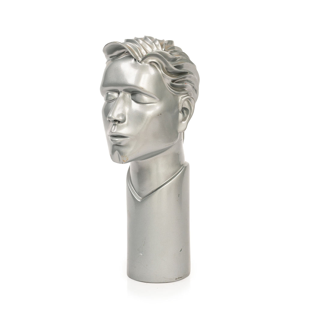 Silver Bust of Man with Closed Eyes