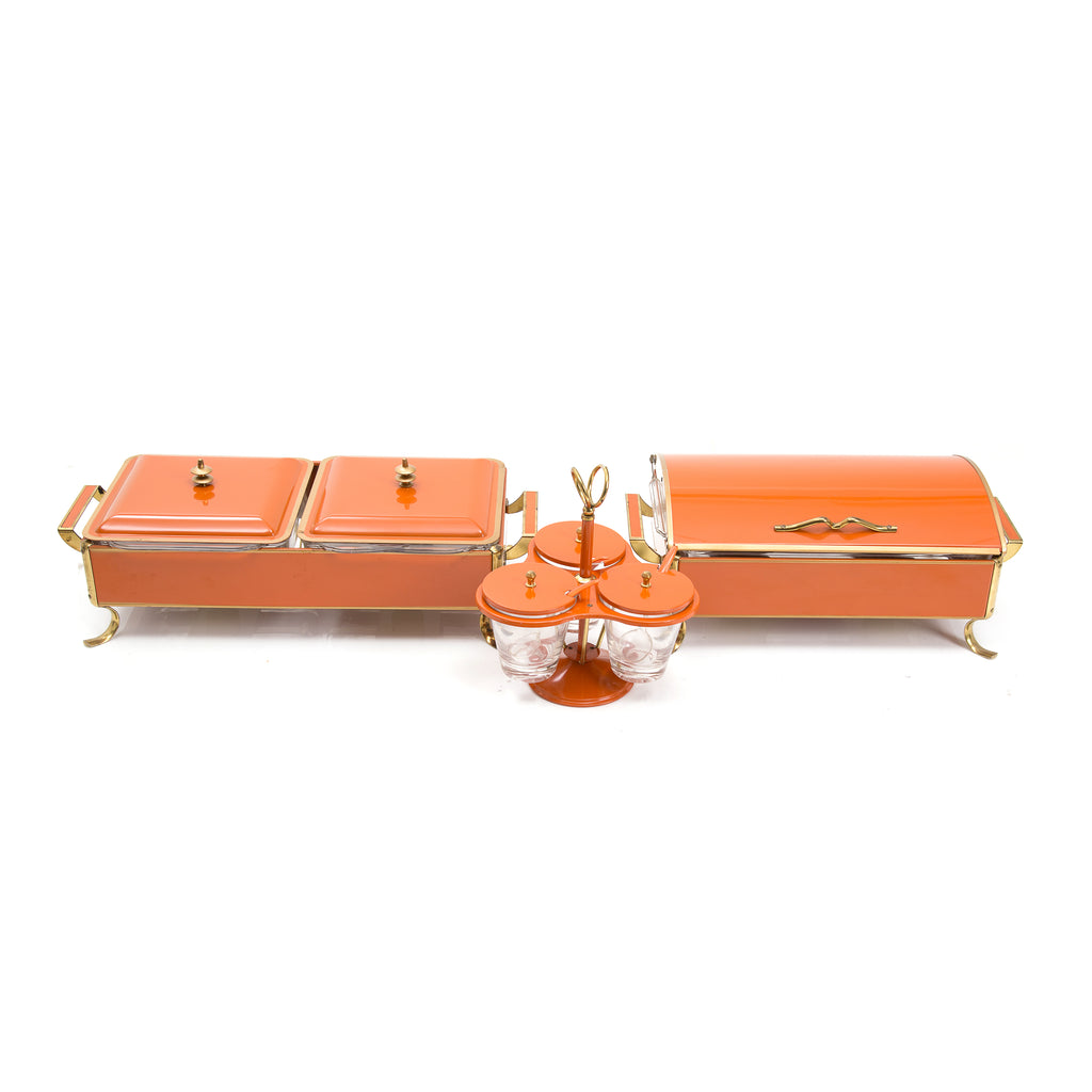 Orange + Brass Condiment Display Cups