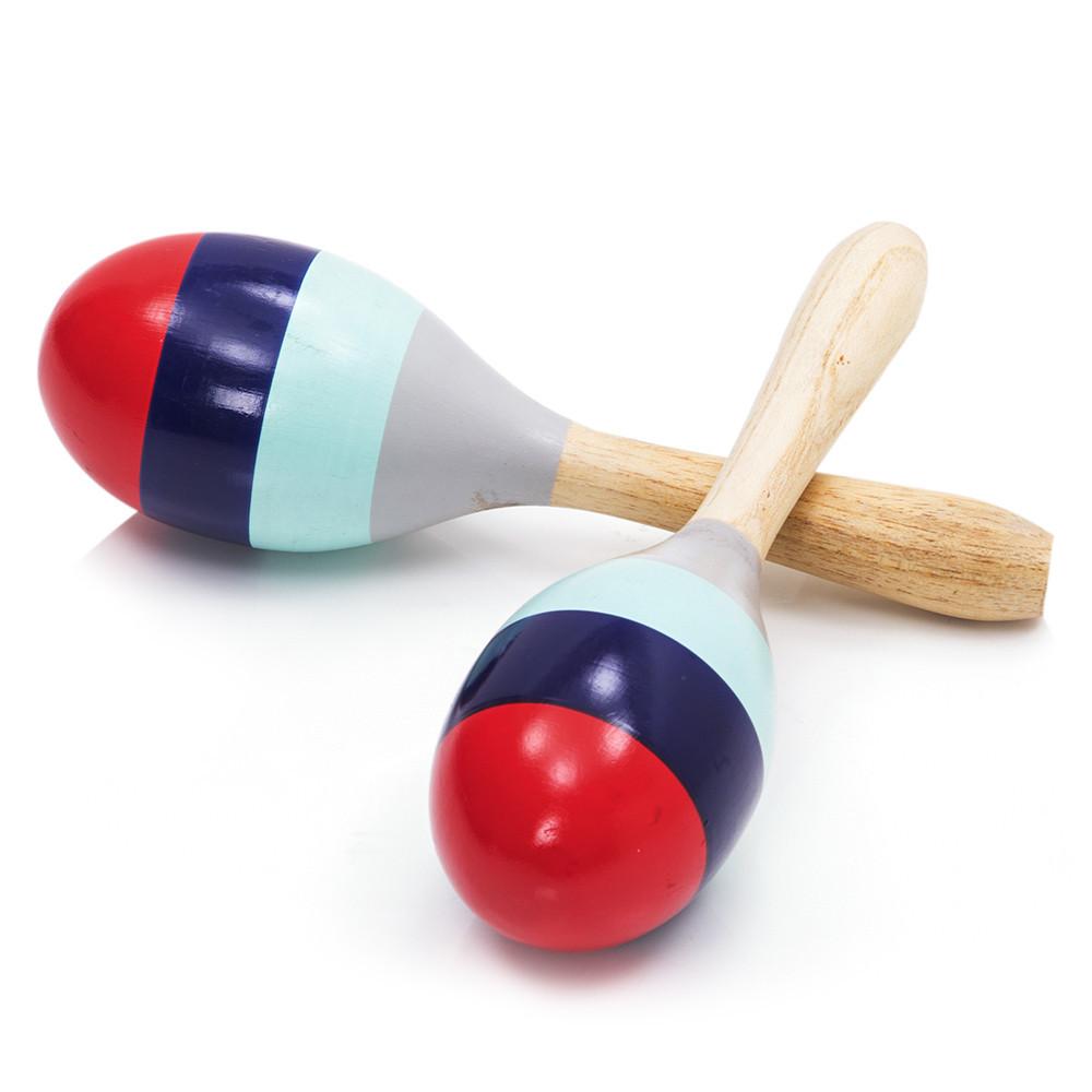 Multi Painted Wood Toy Instrument Maracas (A+D)