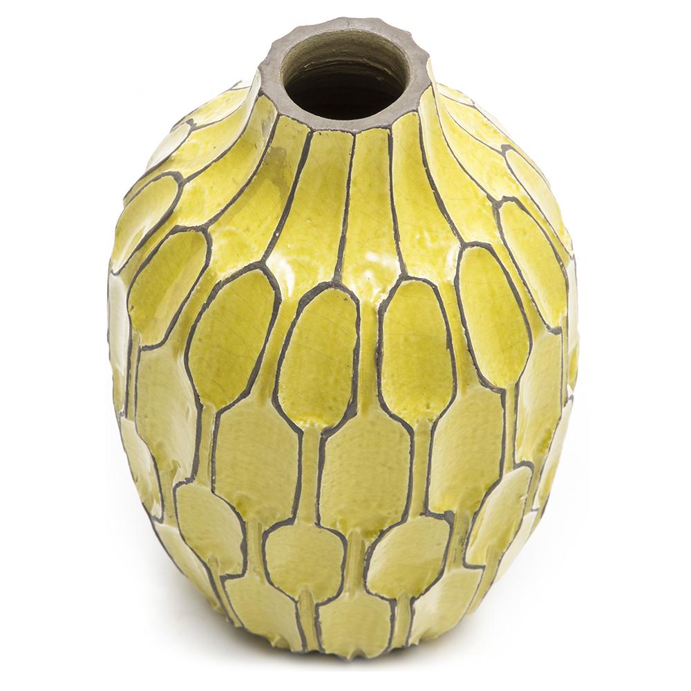 Yellow Ceramic Honeycomb Vase Large (A+D)