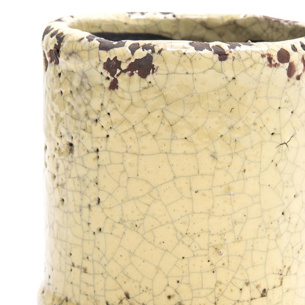 Cream Ceramic Rustic Planter Cylinder (A+D)