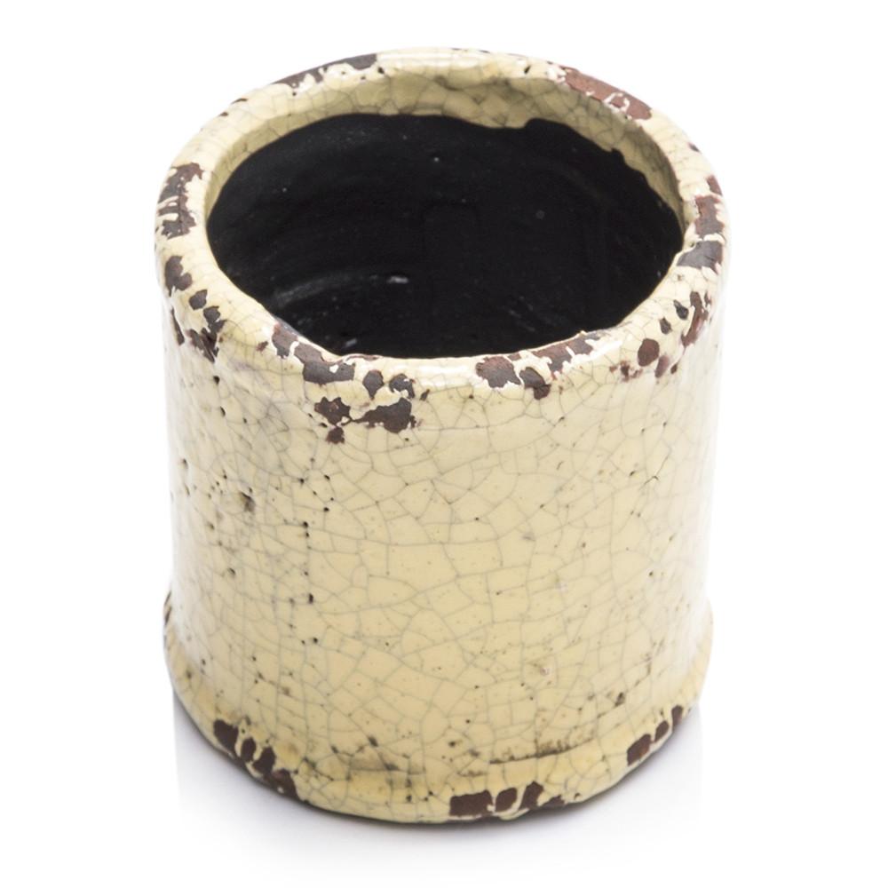Cream Ceramic Rustic Planter Cylinder (A+D)
