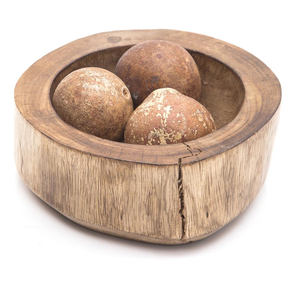 Wood Dark Balls in Carved Bowl (A+D)