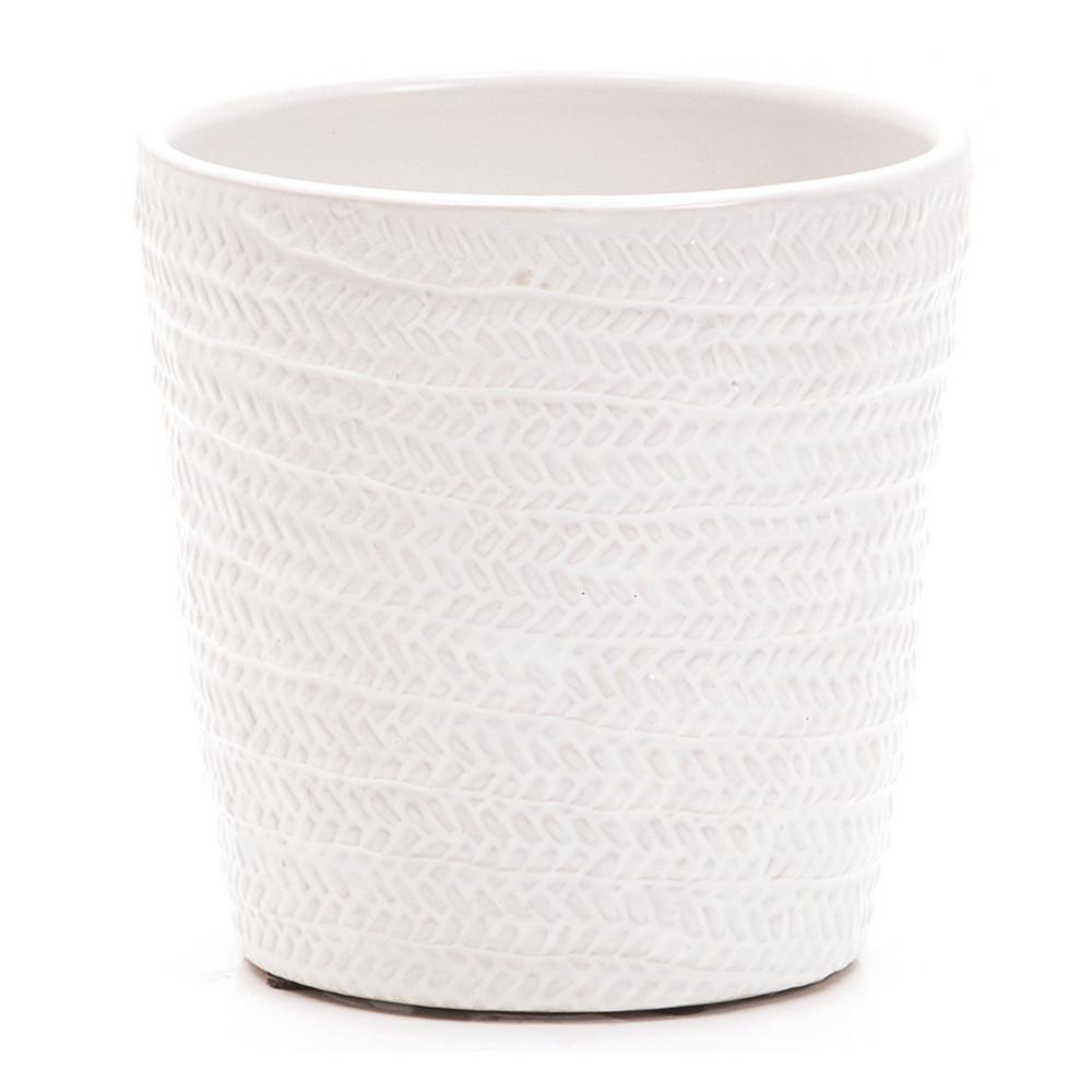White Ceramic Pot with Braided Detail (A+D)