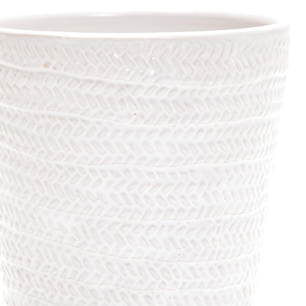 White Ceramic Pot with Braided Detail (A+D)
