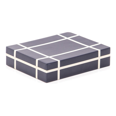 Blue Navy Wooden Box with White Stripes (A+D)