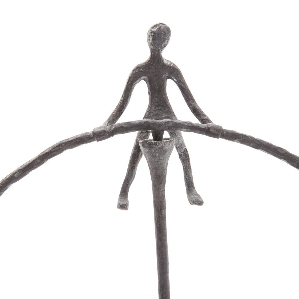 Black Metal Balancing Person Sculpture (A+D)