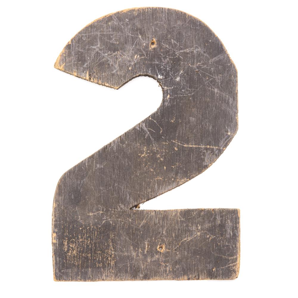 Wood Dark Number 2 Plaque (A+D)