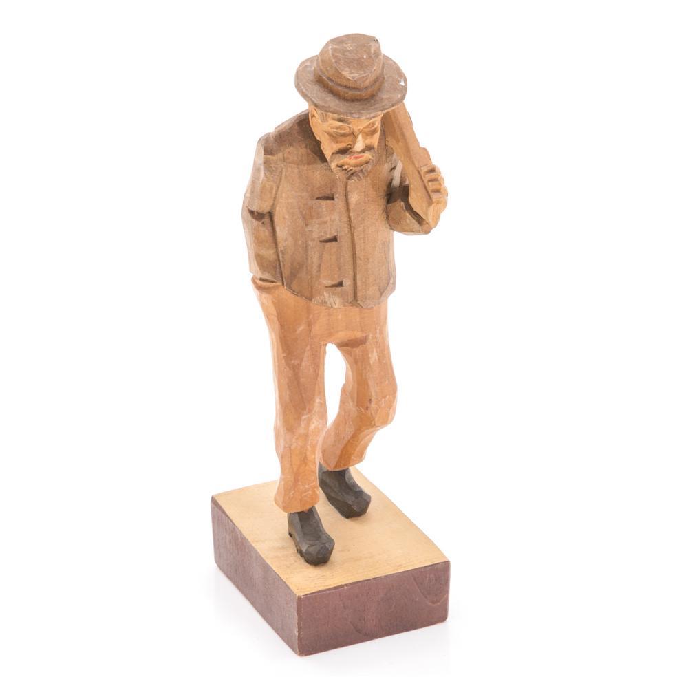Wood Light Carved Sculpture of a Man (A+D)