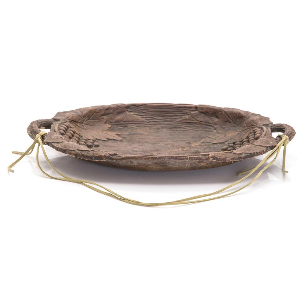 Wood Dark Carved Platter (A+D)