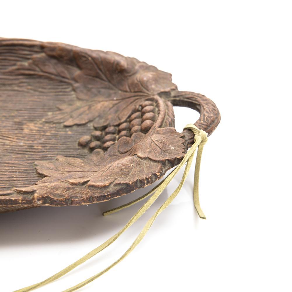 Wood Dark Carved Platter (A+D)