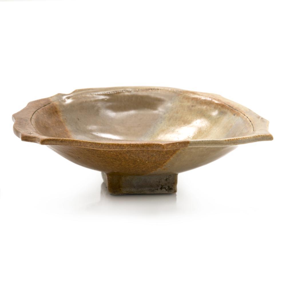 Tan Scalloped Edge Ceramic Shallow Dish (A+D)