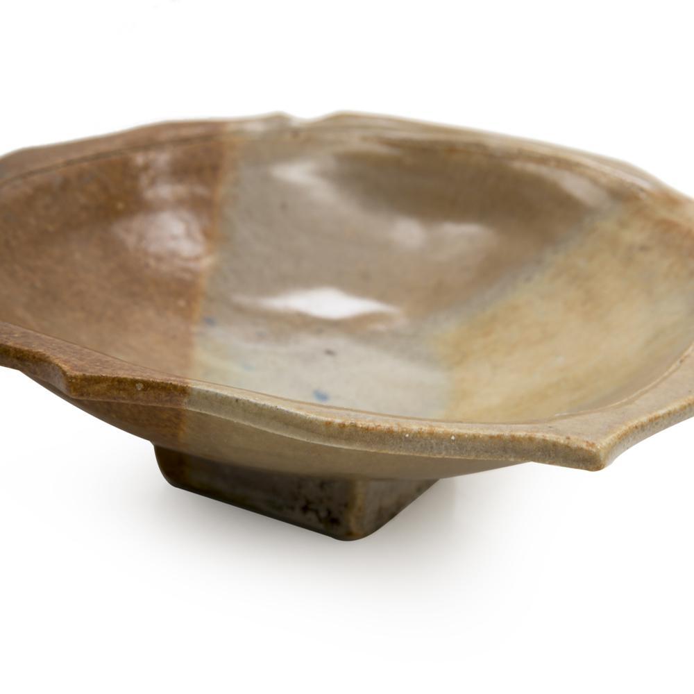 Tan Scalloped Edge Ceramic Shallow Dish (A+D)