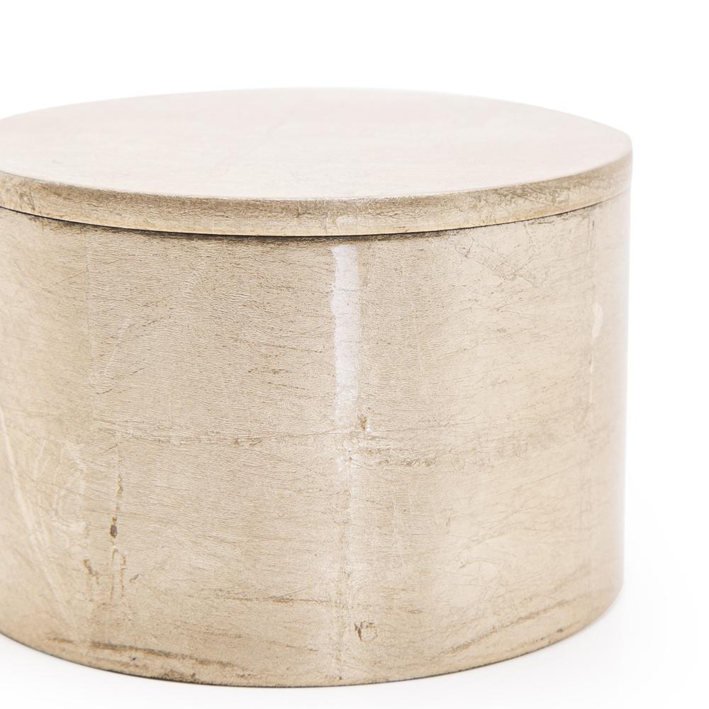 Gold Painted Wood Keepsake Box Round (A+D)