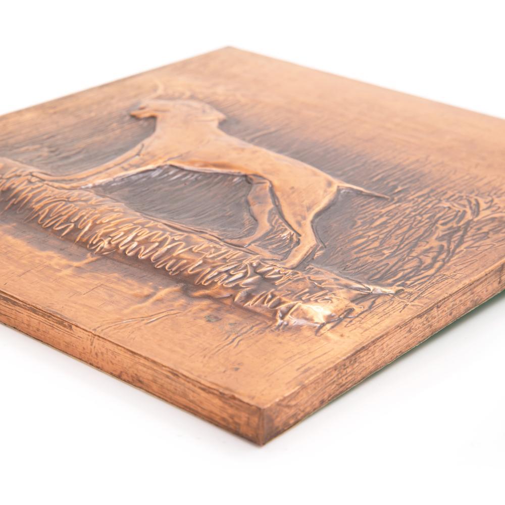 Copper Carved Plaque with Dog (A+D)