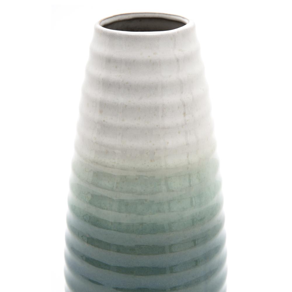 Green Aqua Ribbed Ombre Vase (A+D)