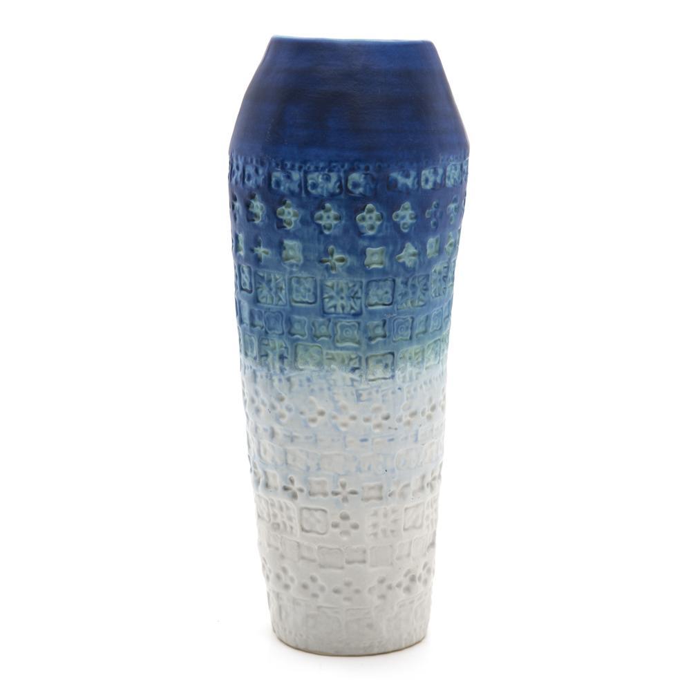Blue Ombre Ceramic Stamped Vase (A+D)