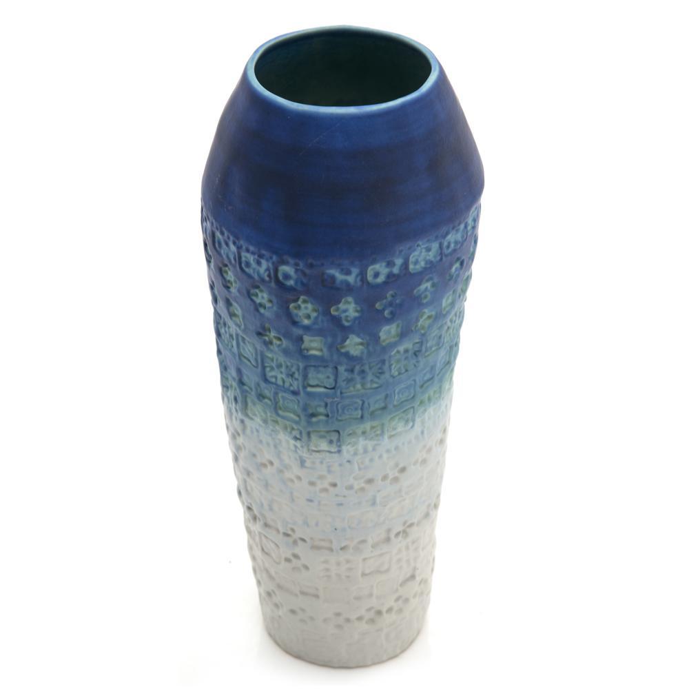 Blue Ombre Ceramic Stamped Vase (A+D)